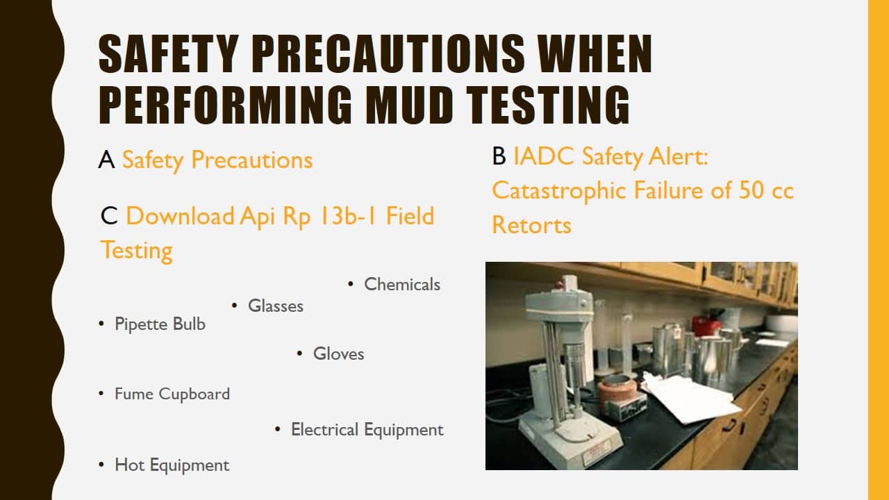 Safety Precautions When Performing Mud Testing Drilling Manual