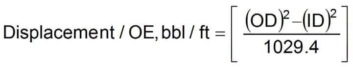 mud engineer calculations for pipe displacement