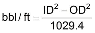 drilling fluids calculations For 
 Annular Volume equation