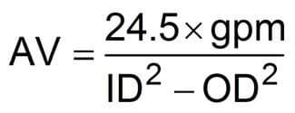 Mud engineer calculations for Annular Velocity 