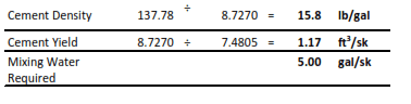 cement density and yield 