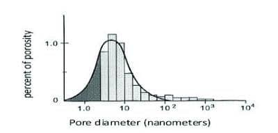 Pore size distribution of a typical shale