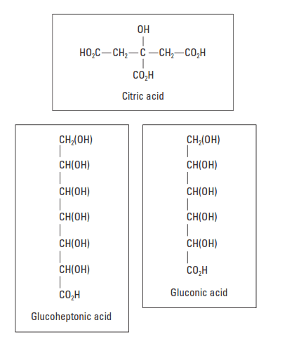 Molecular structures of hydroxycarboxylic acid Cement  retarders.