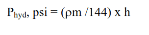 hydrostatic pressure on certain depth equation