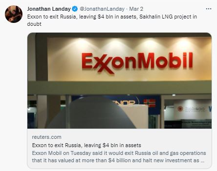 Exxon mobile exists russia