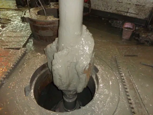 Drill string covered with shale