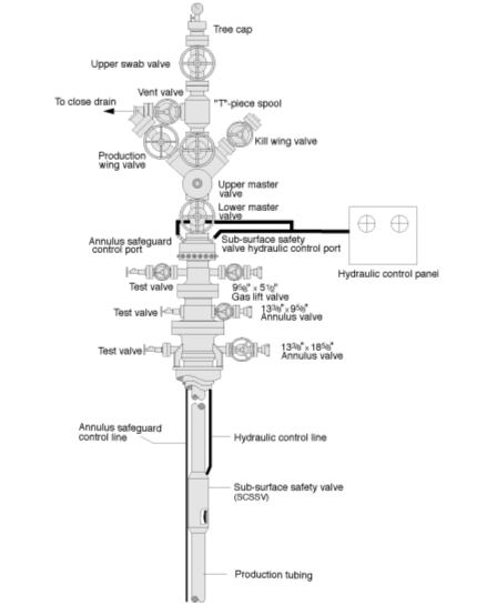 downhole safety valve with the chrismass tree