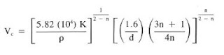 critical velocity equation for power law