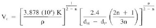 critical velocity equation power law model