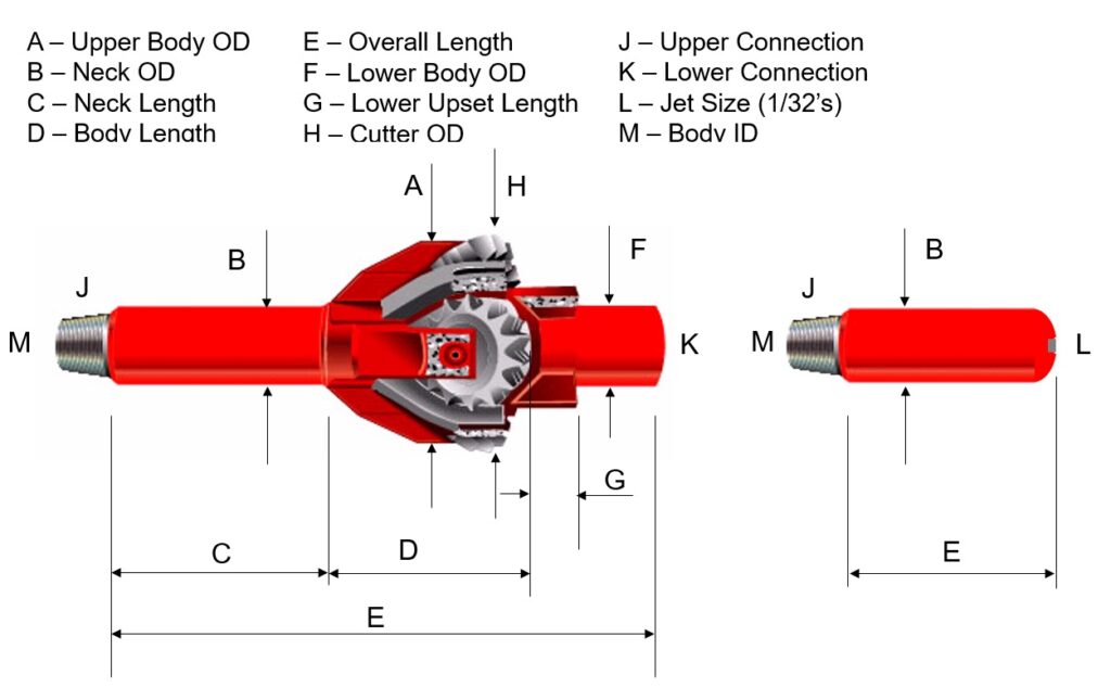 Dimensional Data For Hole Opener