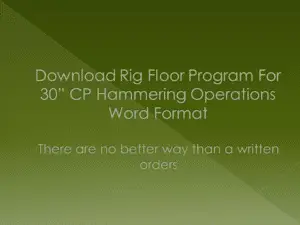 RIG FLOOR PROGRAM FOR 30" CP