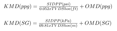 Kill Mud Density in sheet